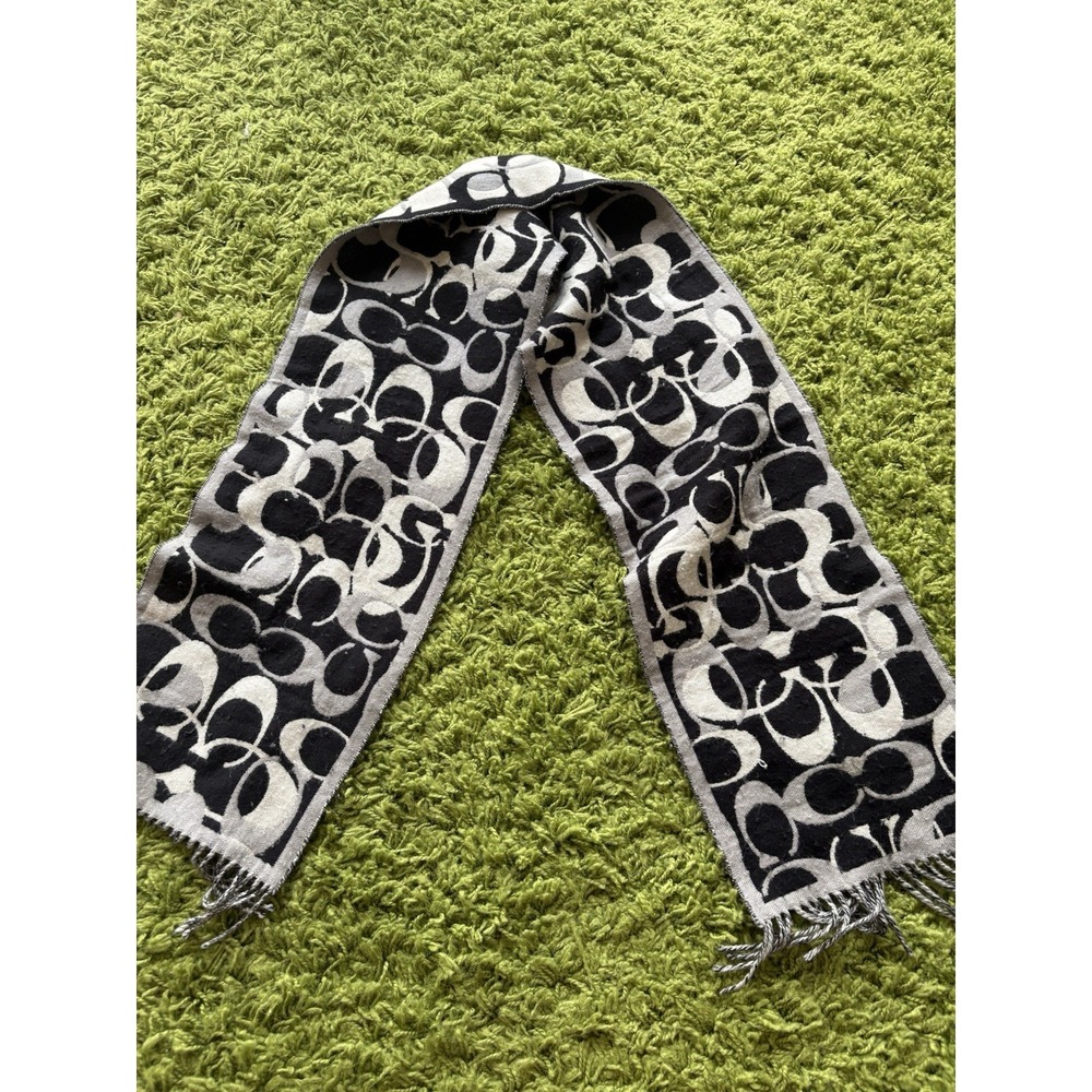 Coach Reversible 100% Merino Wool Signature Scarf